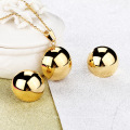 New Design Stainless Steel Gold Ball Earring Necklace Jewelry Set